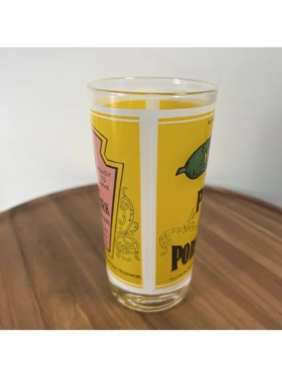 Vintage Pop Art Georges Briard Heinz Baked Beans and Pork Label Beverage Glass - Picture 4 of 13